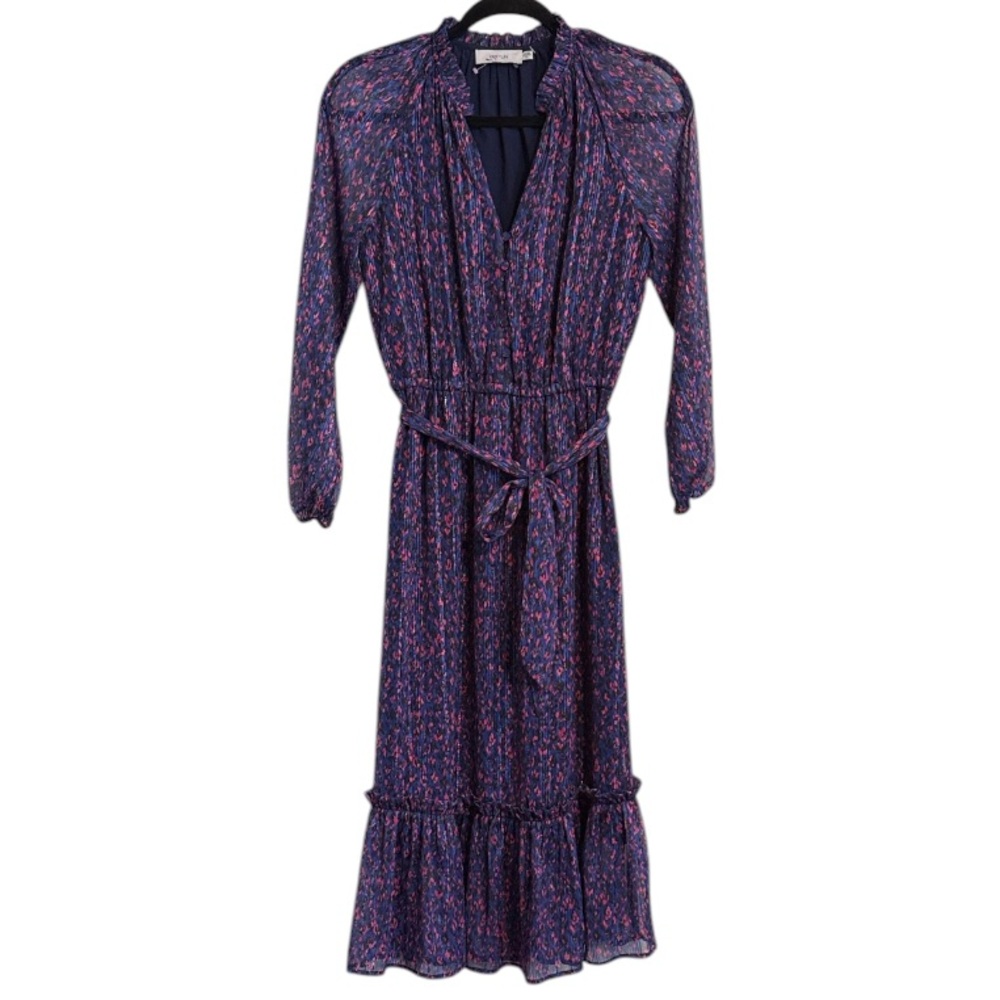 Greylin Blue, Pink, and Silver Patterned Midi Dress